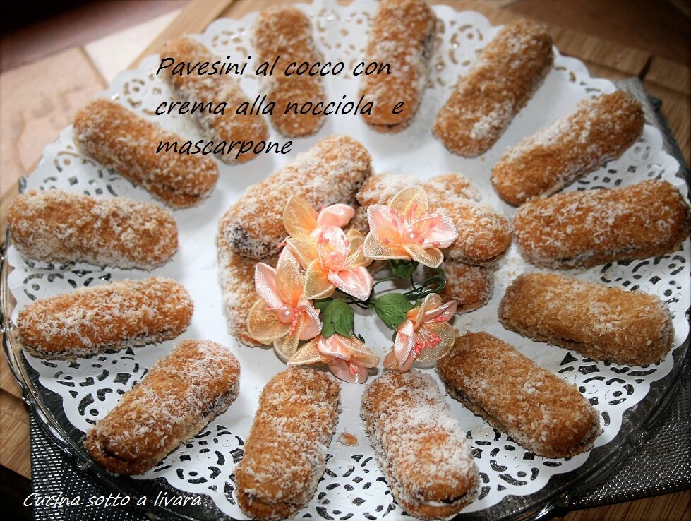 Pavesini al cocco , crema di nocciole e mascarpone