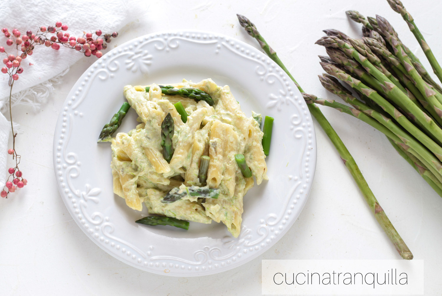 Penne al salmone con asparagina