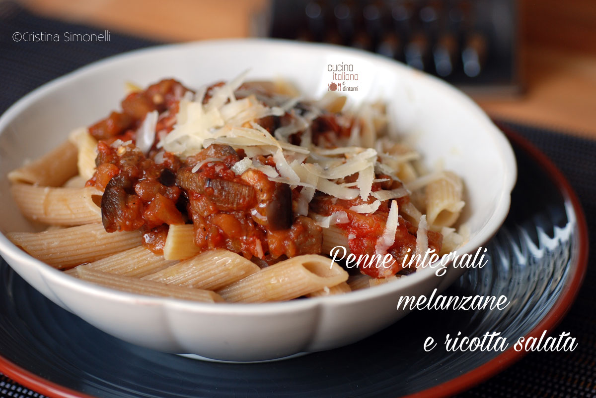 Penne integrali alle melanzane e ricotta salata