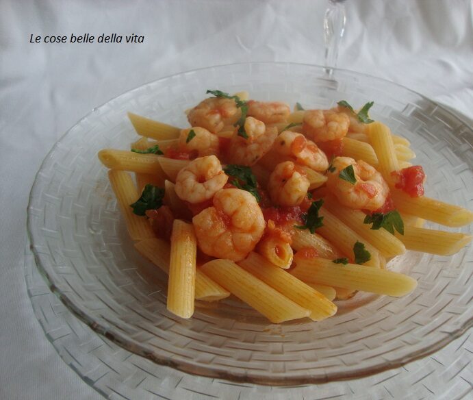 Penne rigate con gamberi