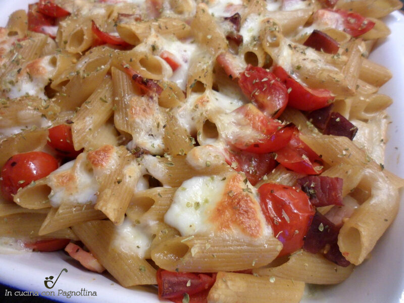Penne speck e mozzarella