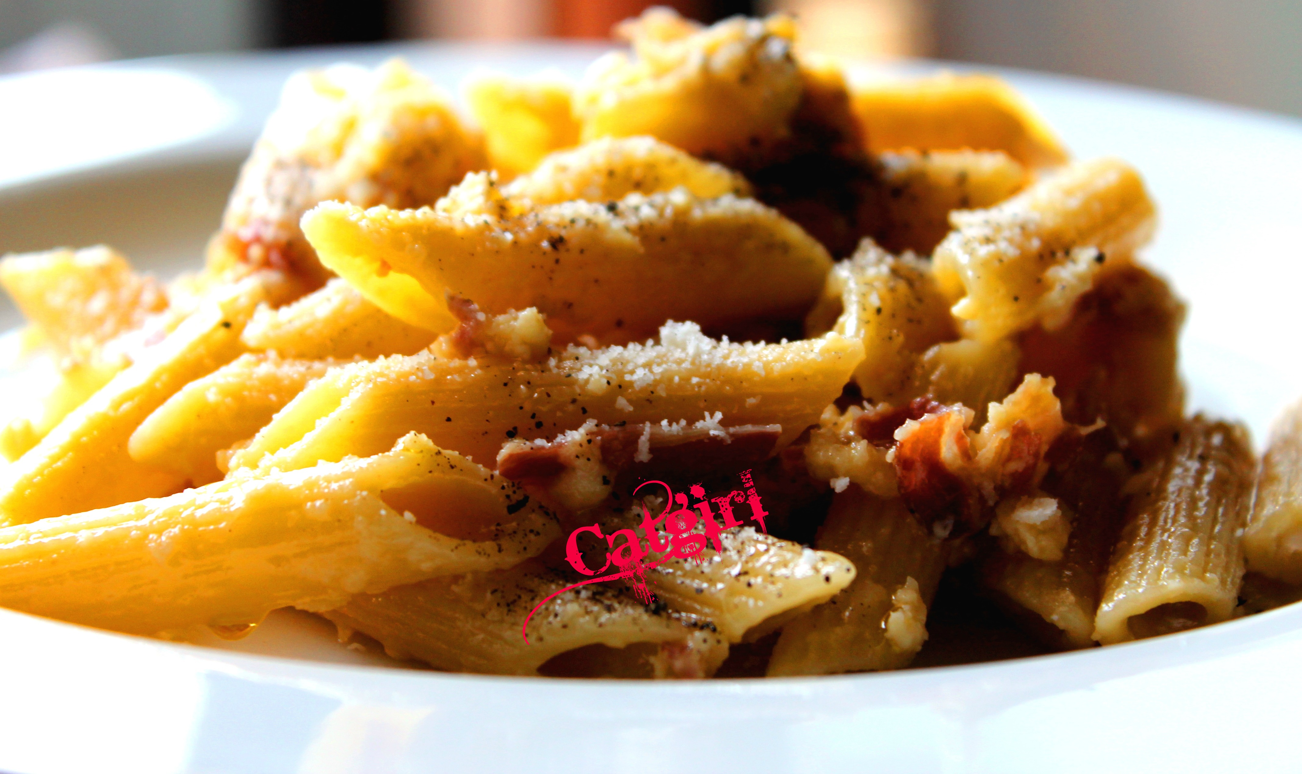 Penne speck uova e pecorino un piatto …una bontà!!