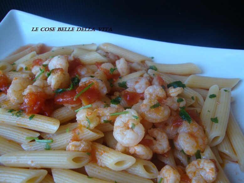 Pennette con gamberi