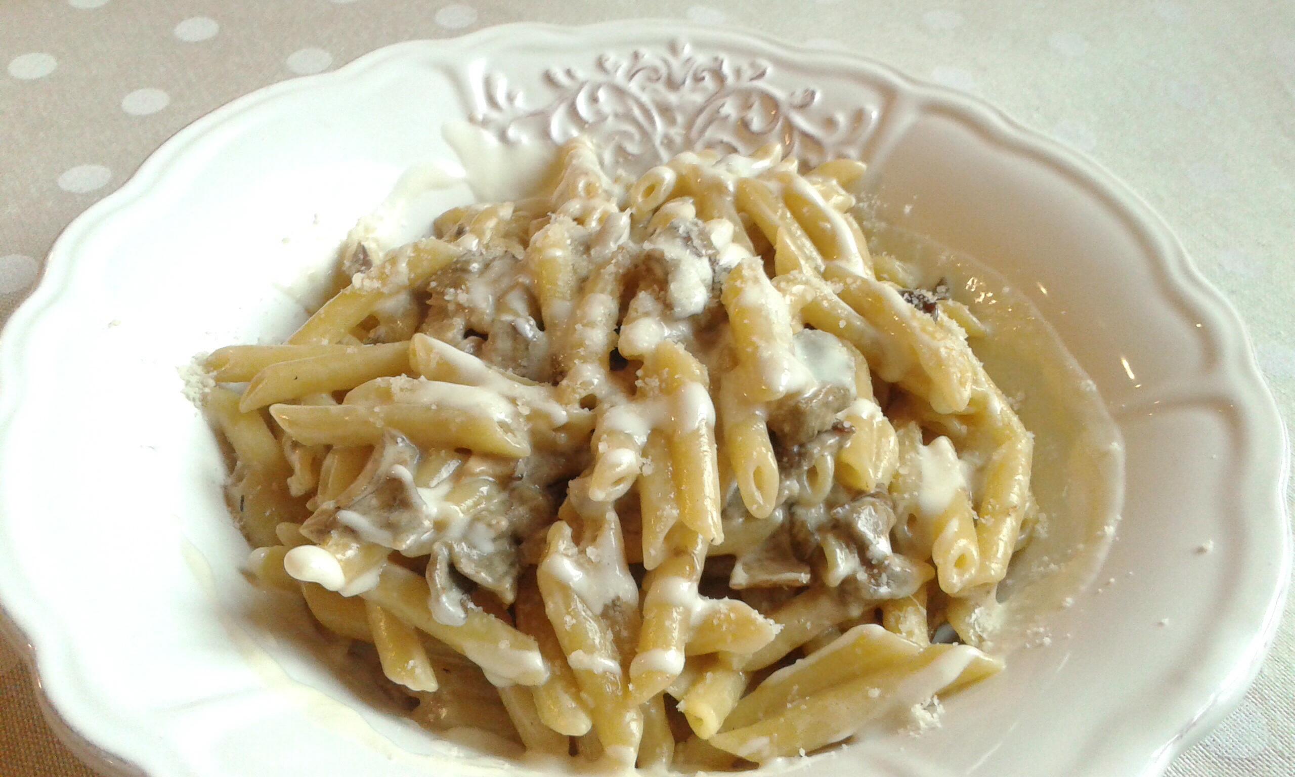 Pennette lisce con porcini e fonduta di taleggio