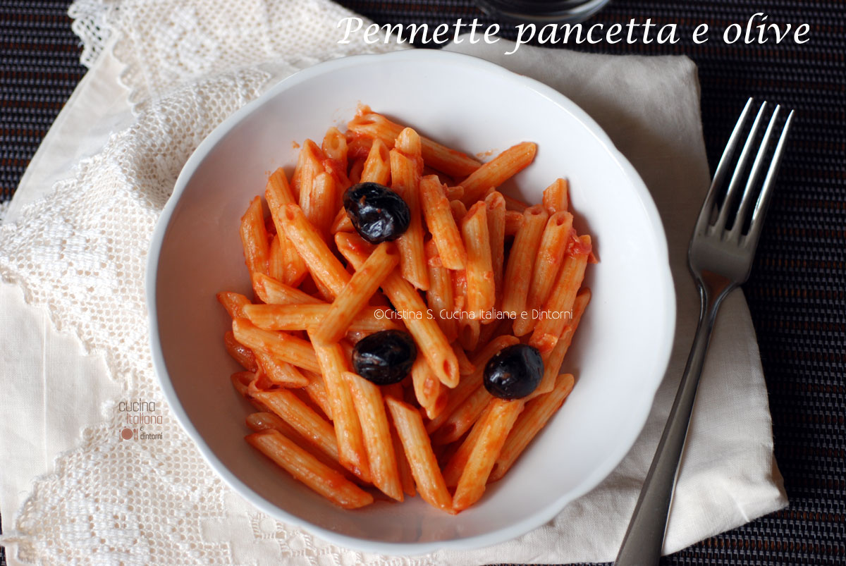 Pennette pancetta e olive, ricetta last minute