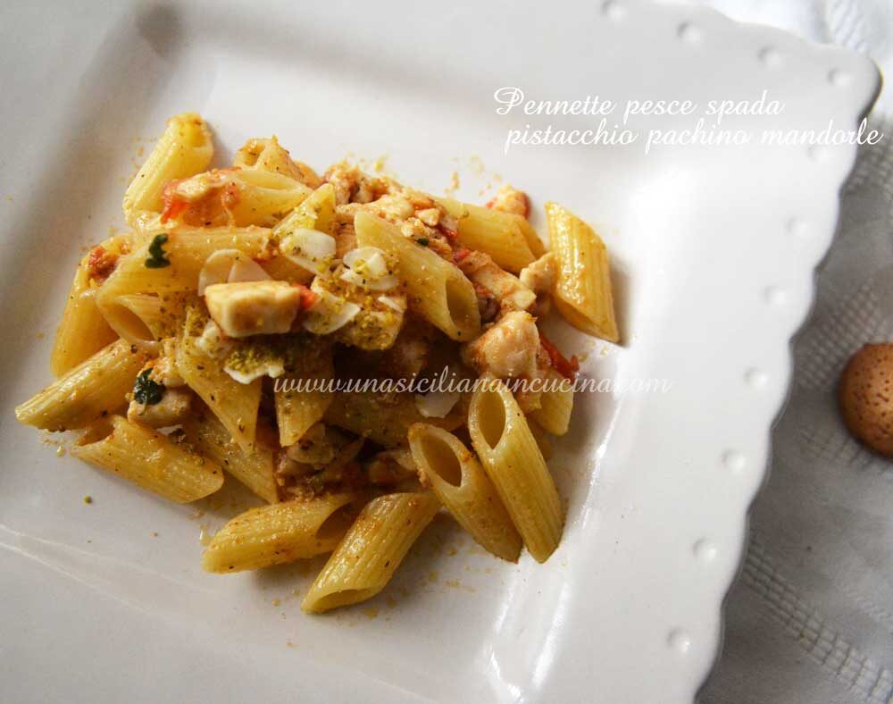 Pennette pesce spada,pistacchio,mandorle