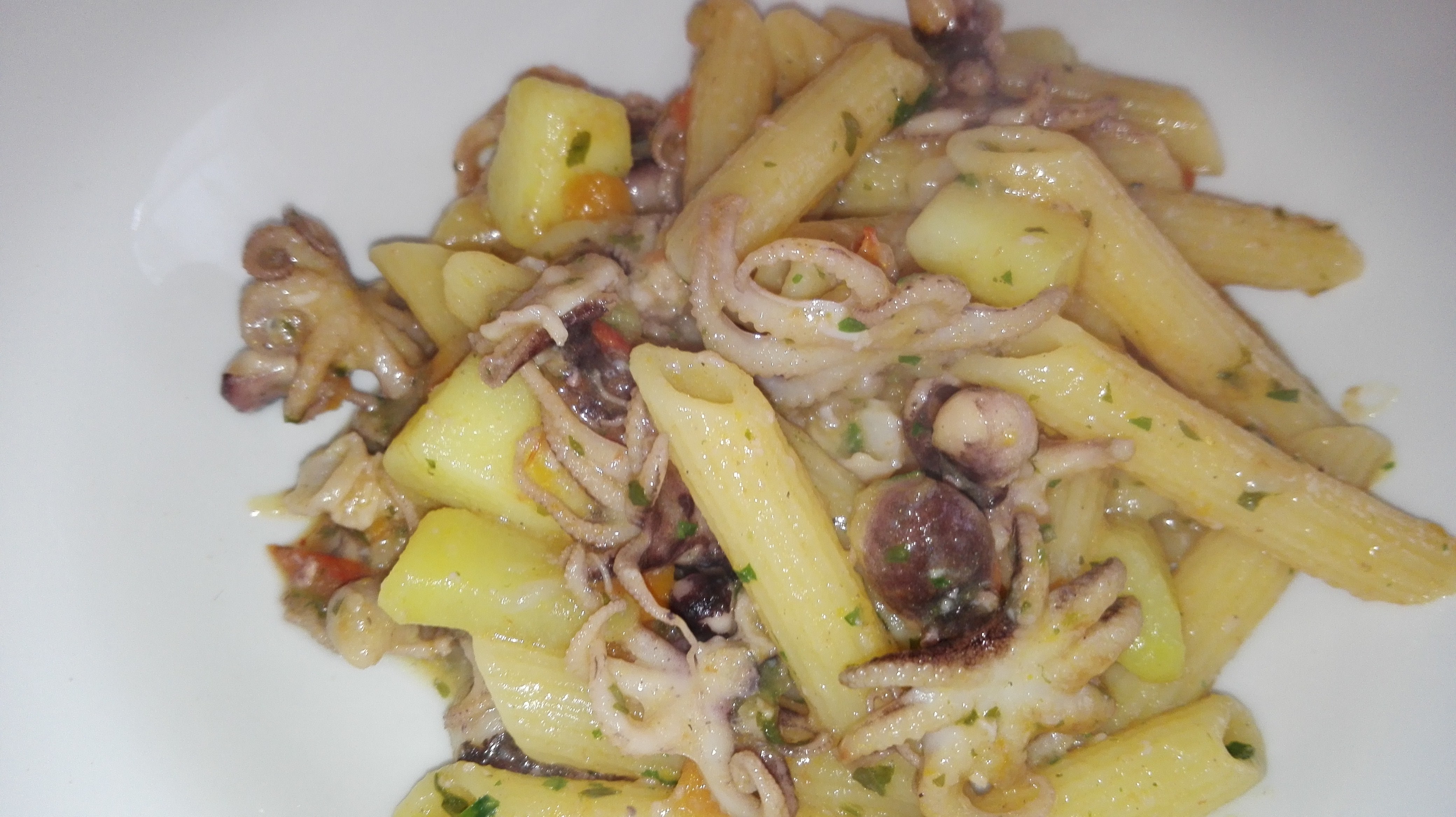 Pennette risottate ai moscardini e patate