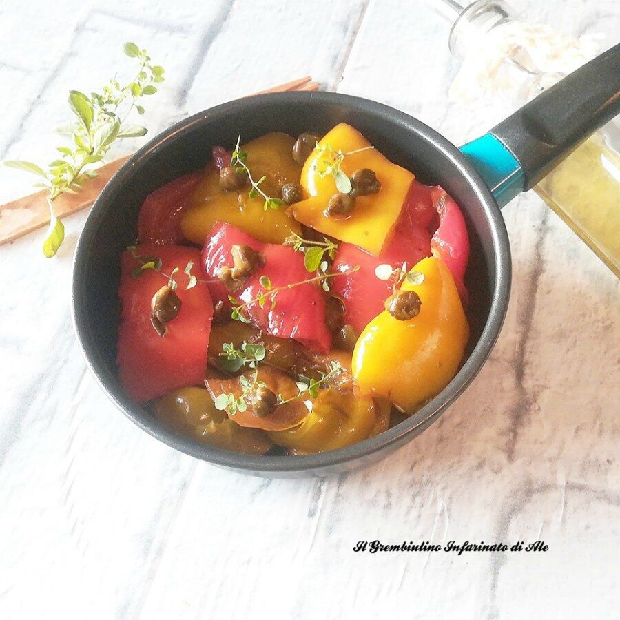 Peperoni ai capperi e aceto balsamico