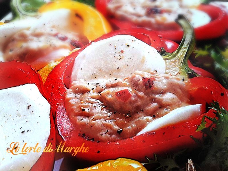 Peperoni alla mozzarella e fagioli