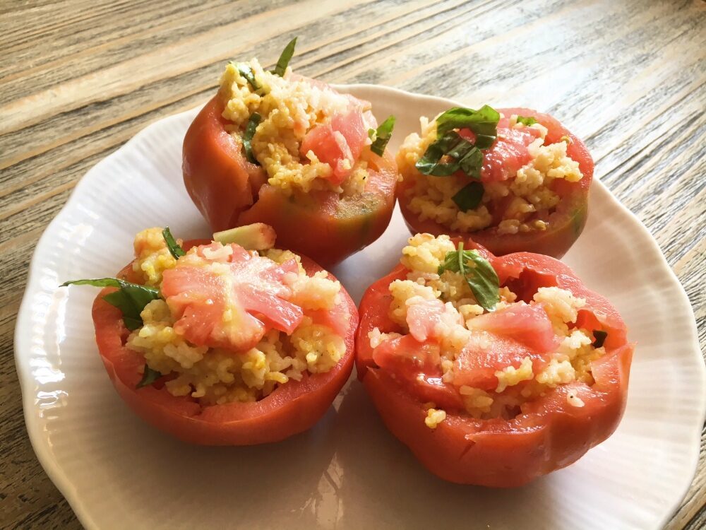 Peperoni ripieni con basmati alla curcuma