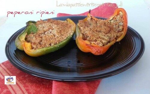 Peperoni ripieni con mollica al forno, mollica fresca