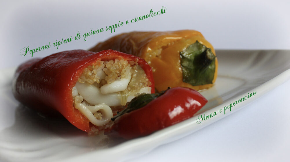 Peperoni ripieni di quinoa seppie e cannolicchi