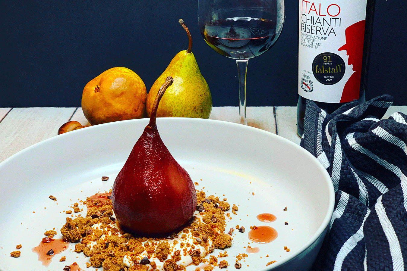 Pere al chianti, castagne e cannella