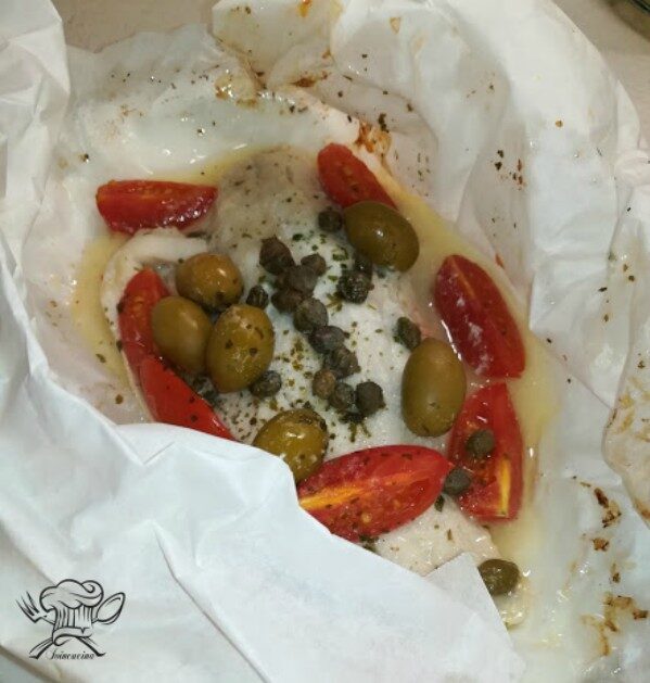 Persico al cartoccio con olive e capperi