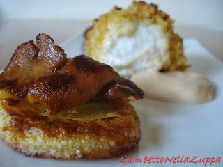 Pescatrice con pizza, patate, porcini ed aglio