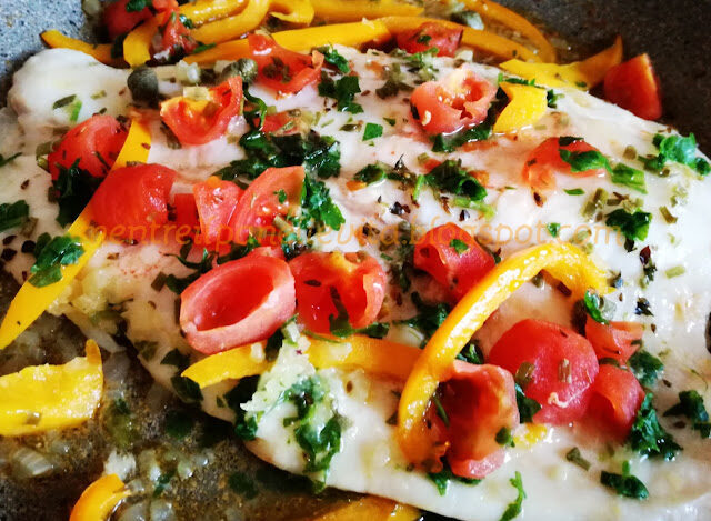 Pesce persico con i peperoni in padella