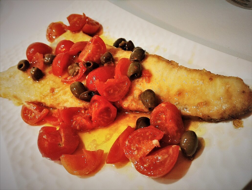 Pesce spada con pomodorini e olive taggiasche