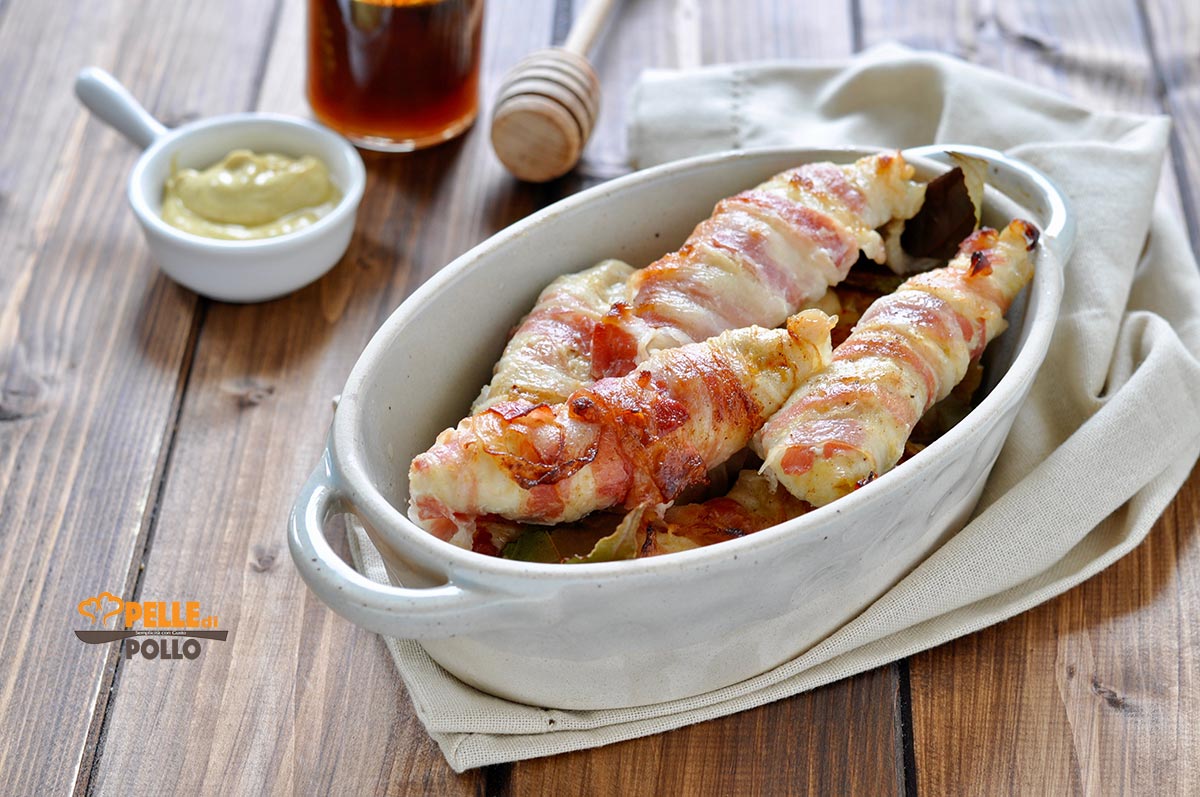 Petto di pollo con pancetta e senape al forno