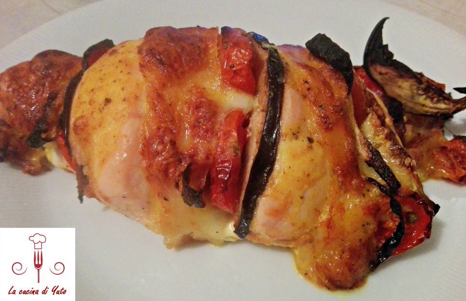 Petto di pollo ripieno con olio alla curcuma