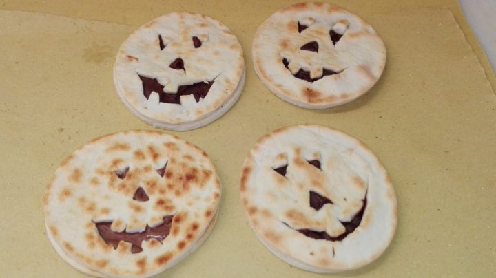 Piada zucchette di halloween alla crema di nocciole
