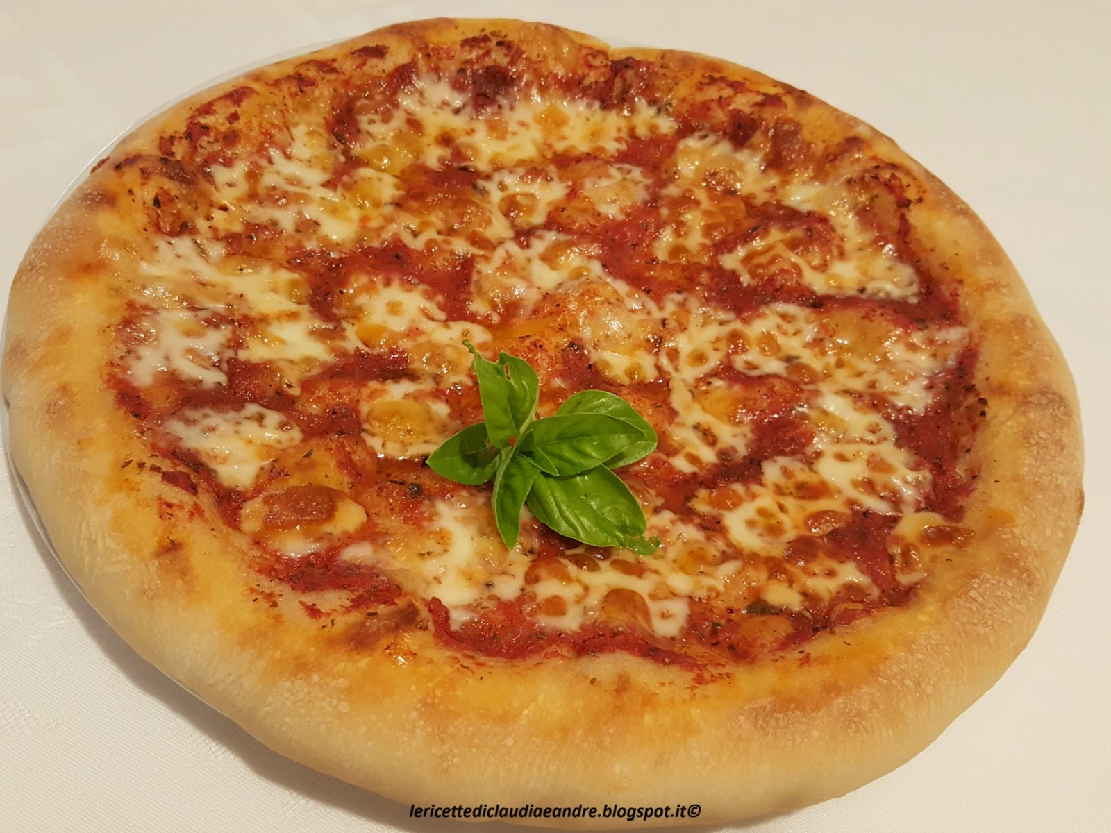 Pizza con salsa di pomodoro e caciotta