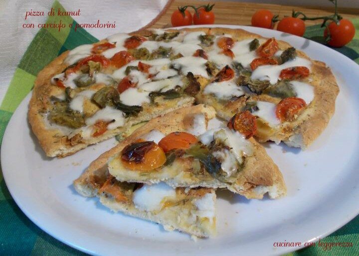 Pizza di kamut con carciofo e pomodorini – lievito madre