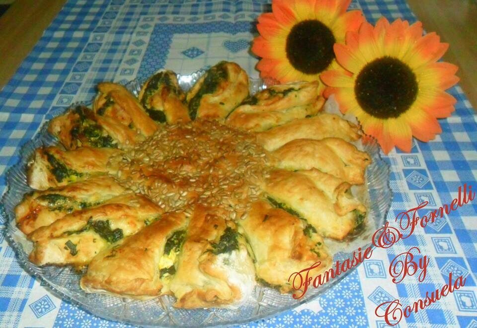 Pizza girasole con spinaci e ricotta