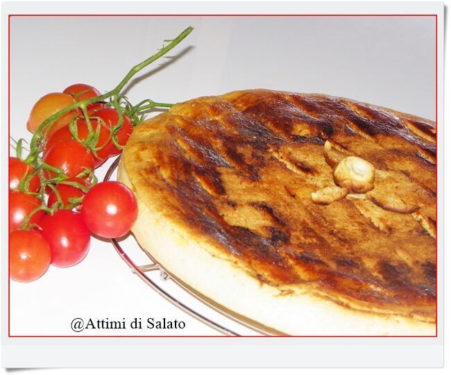 Pizza ripiena con carciofi pomodorini e ricotta