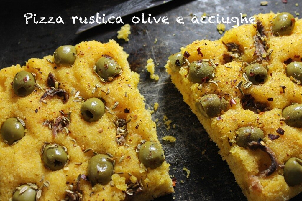 Pizza rustica olive e acciughe