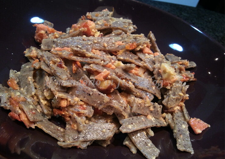 Pizzoccheri salmone noci e Vodka