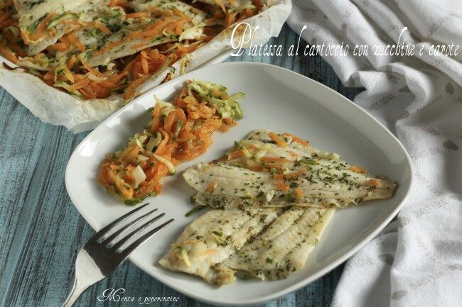 Platessa al cartoccio con zucchine e carote