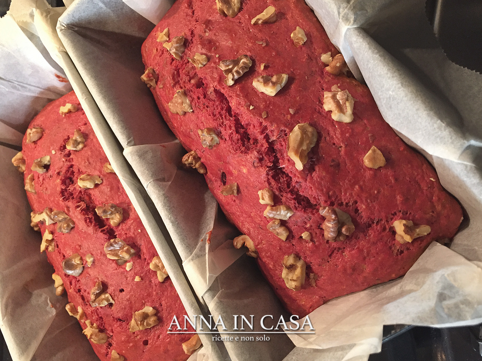 Plum-cake salato con barbabietole e noci