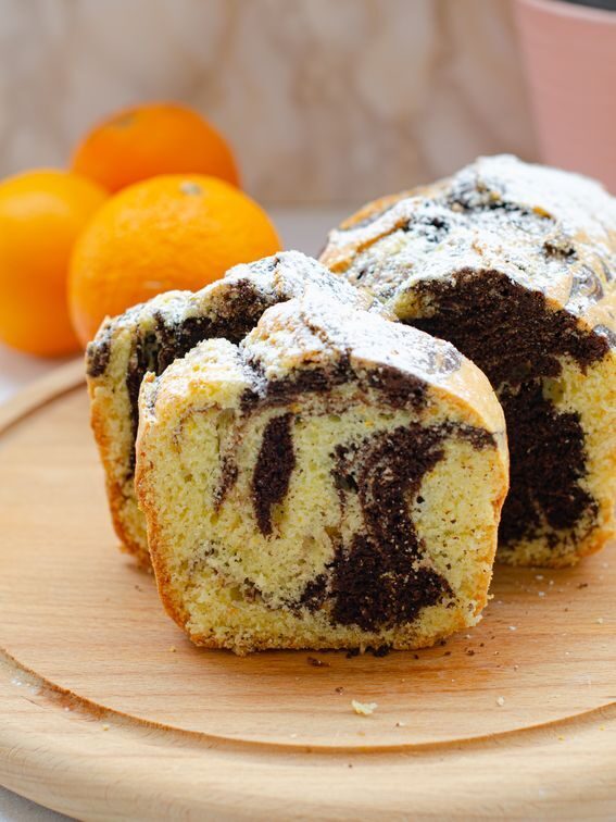 Plumcake agli agrumi variegato al cacao senza burro