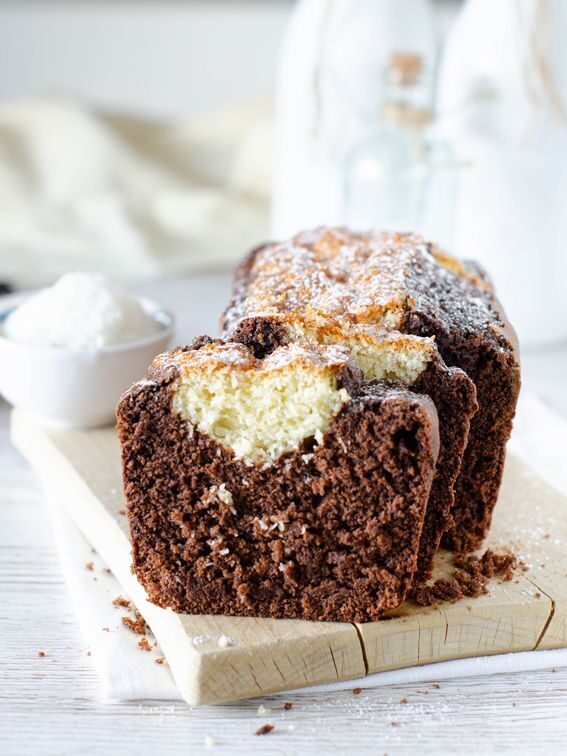 Plumcake al cioccolato con cuore di cocco senza burro  