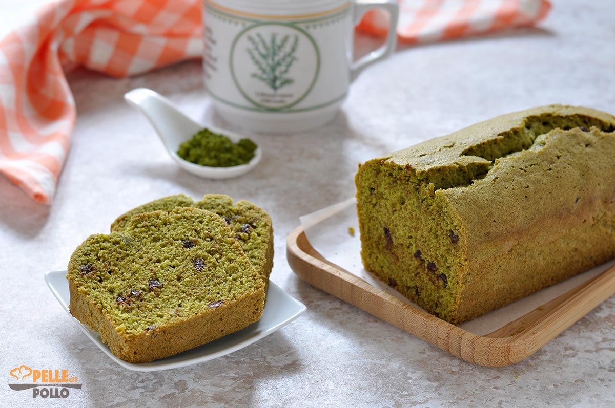 Plumcake al tè matcha con gocce di cioccolato
