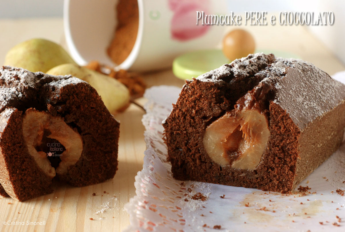 Plumcake cioccolato e pere con farina integrale