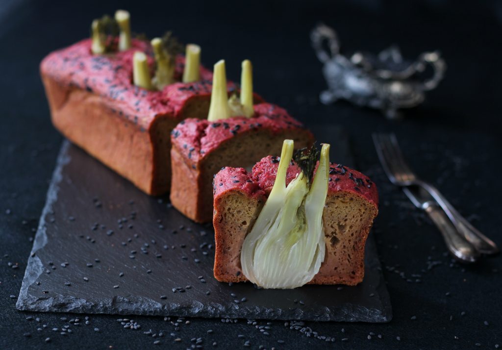 Plumcake salato barbabietole e finocchi interi