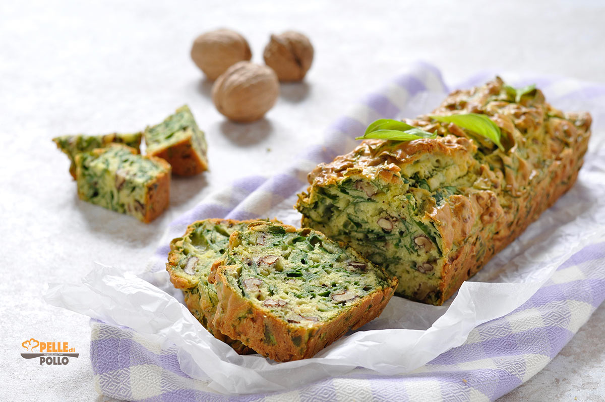 Plumcake salato con spinaci e noci