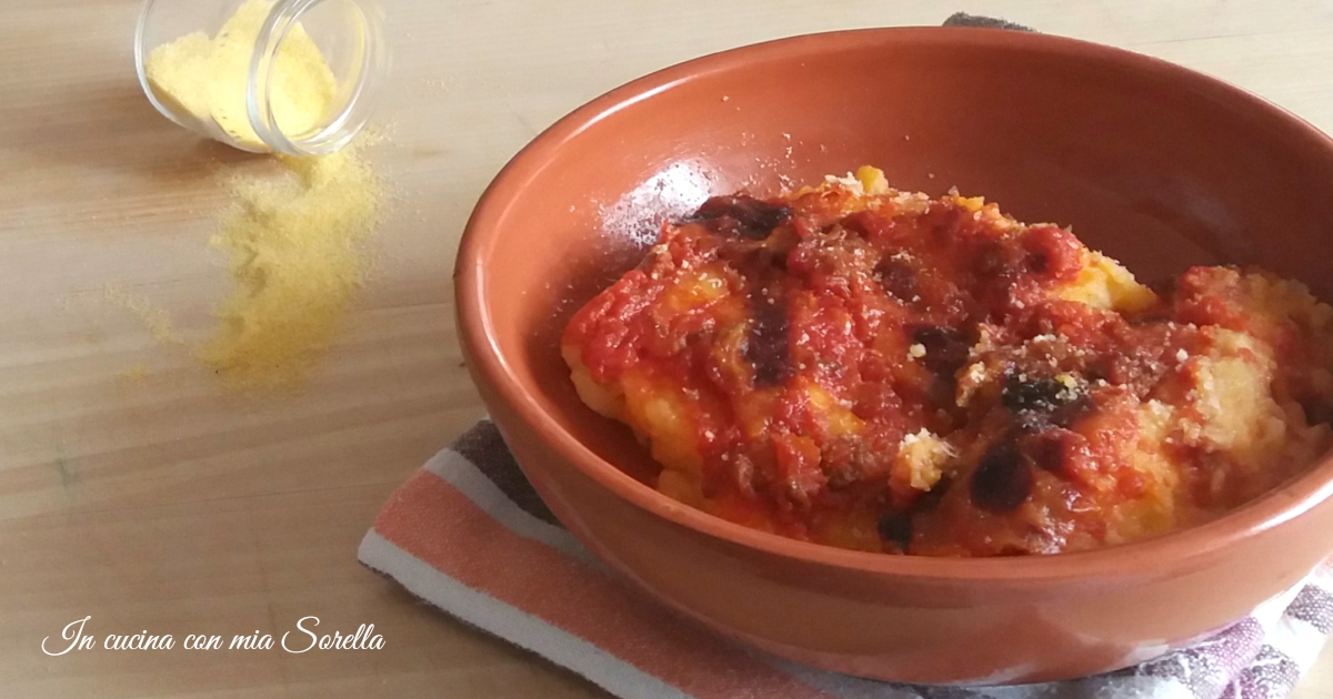 Polenta al ragù di cinghiale gratinata in forno