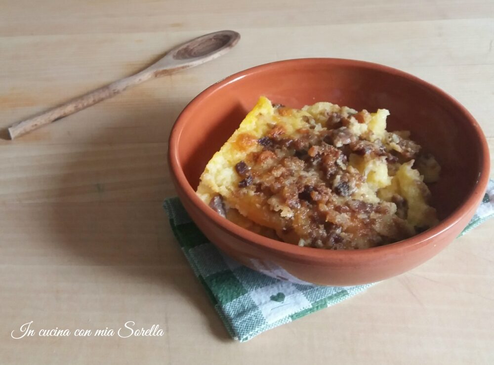 Polenta alla pancetta gratinata al forno