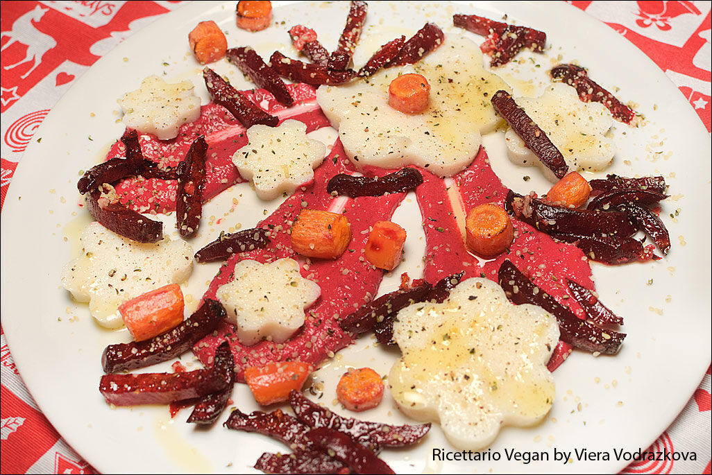 Polenta bianca avanzata con la rapa rossa