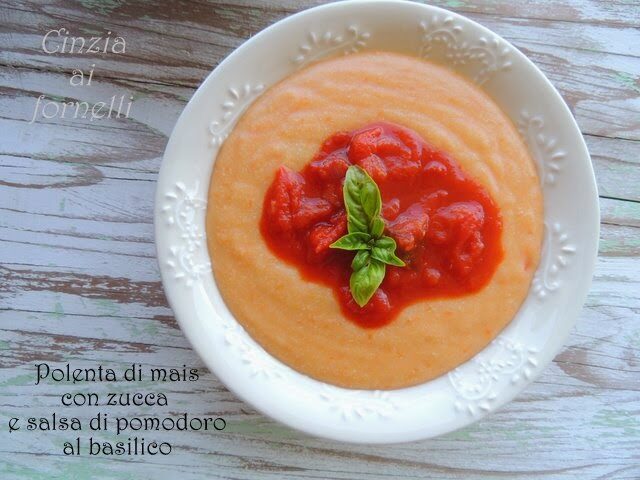 Polenta Bimby, con zucca e salsa di pomodoro