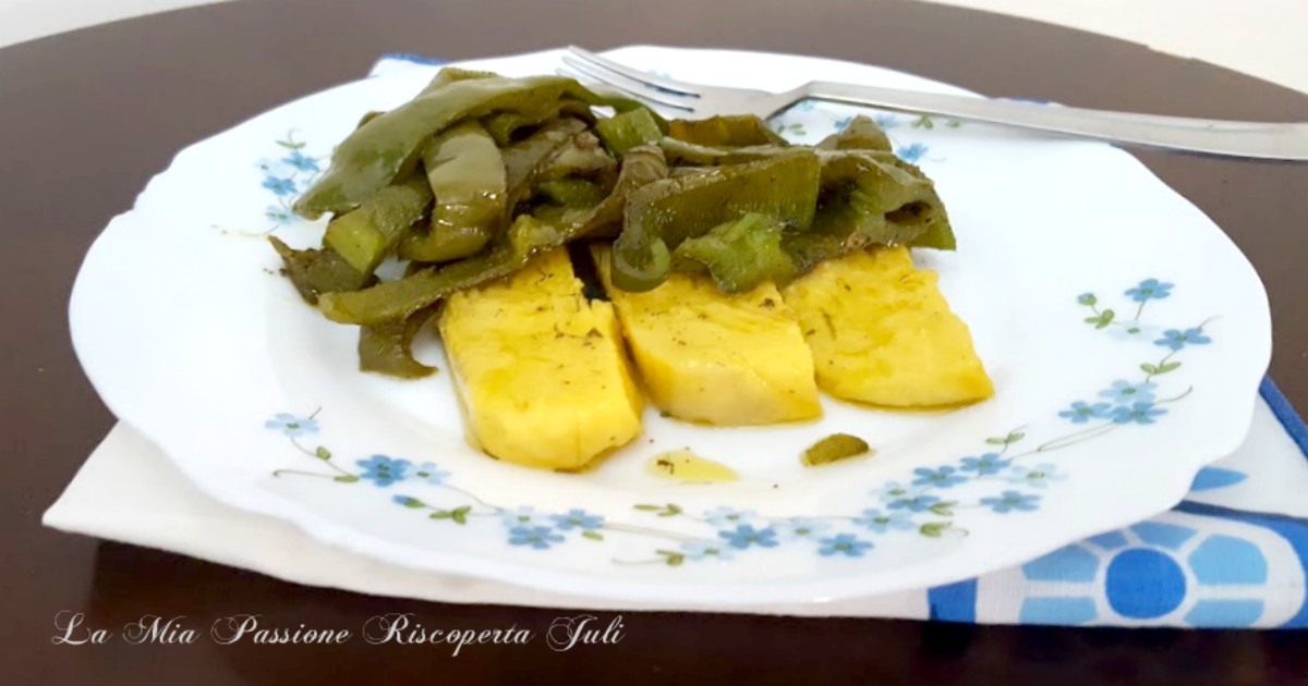 Polenta con peperoni fritti