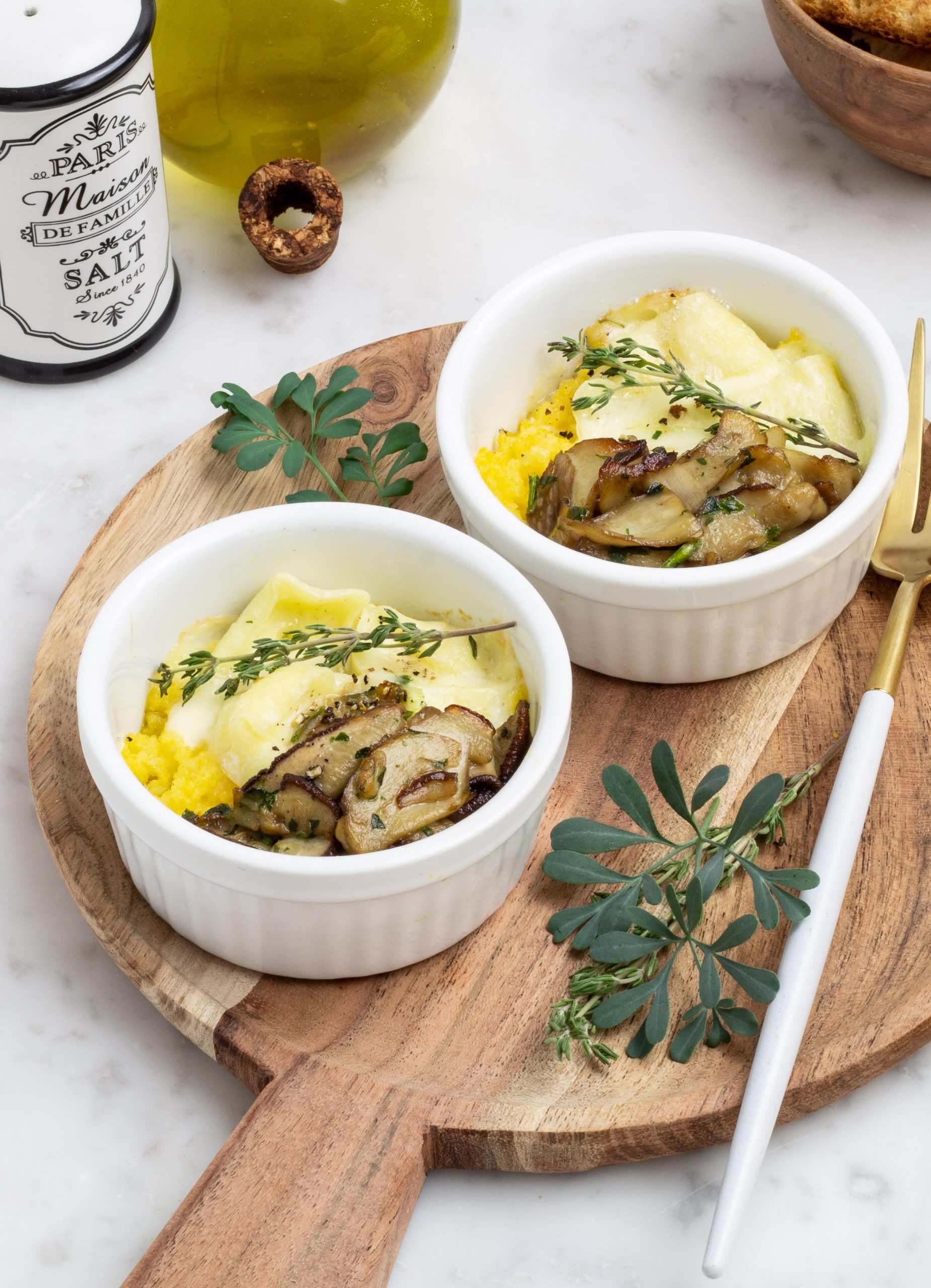 Polenta, funghi porcini e tomino al forno