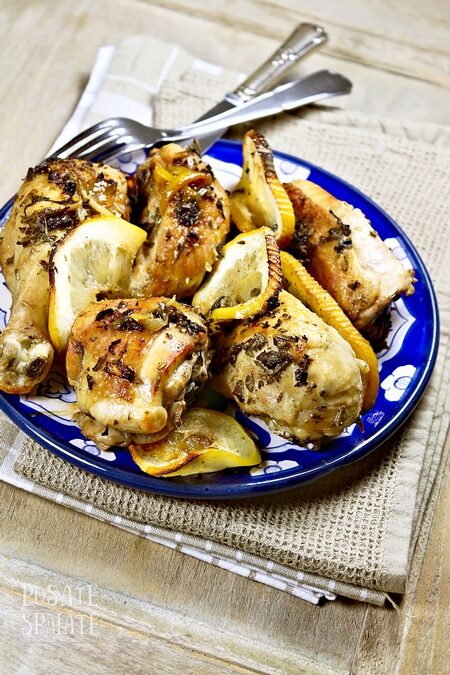 Pollo al limone al forno (con erbette)