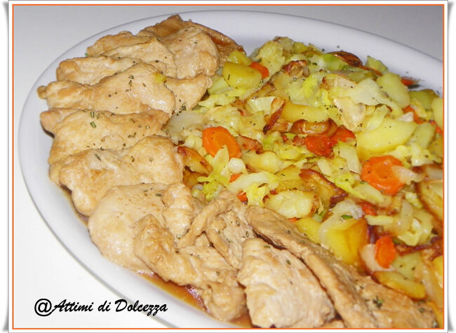 Pollo alla soia e zenzero con verdure invernali