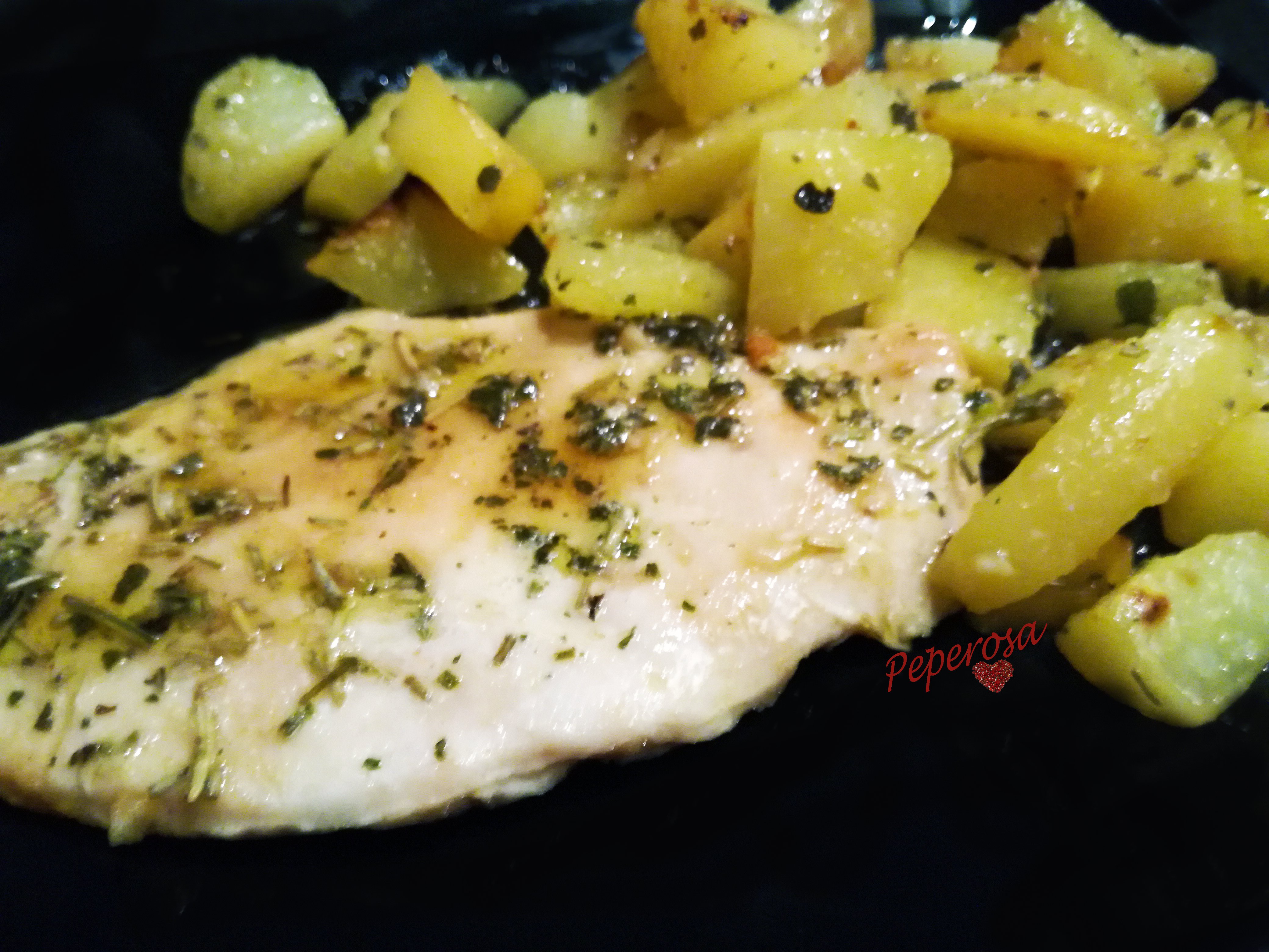 Pollo arrosto al forno con patate