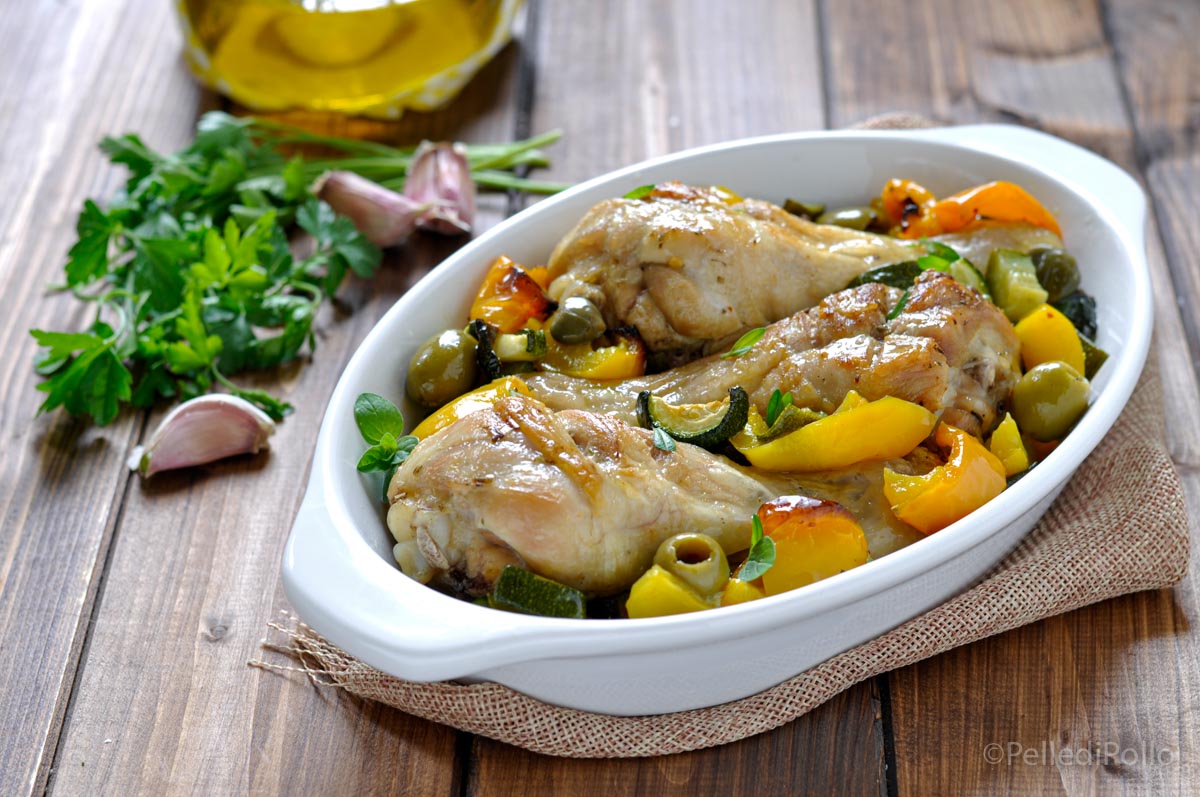 Pollo arrosto con verdure al forno
