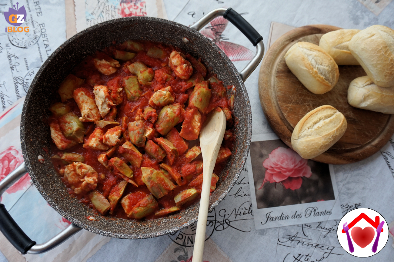 Pollo con carciofi al tegame