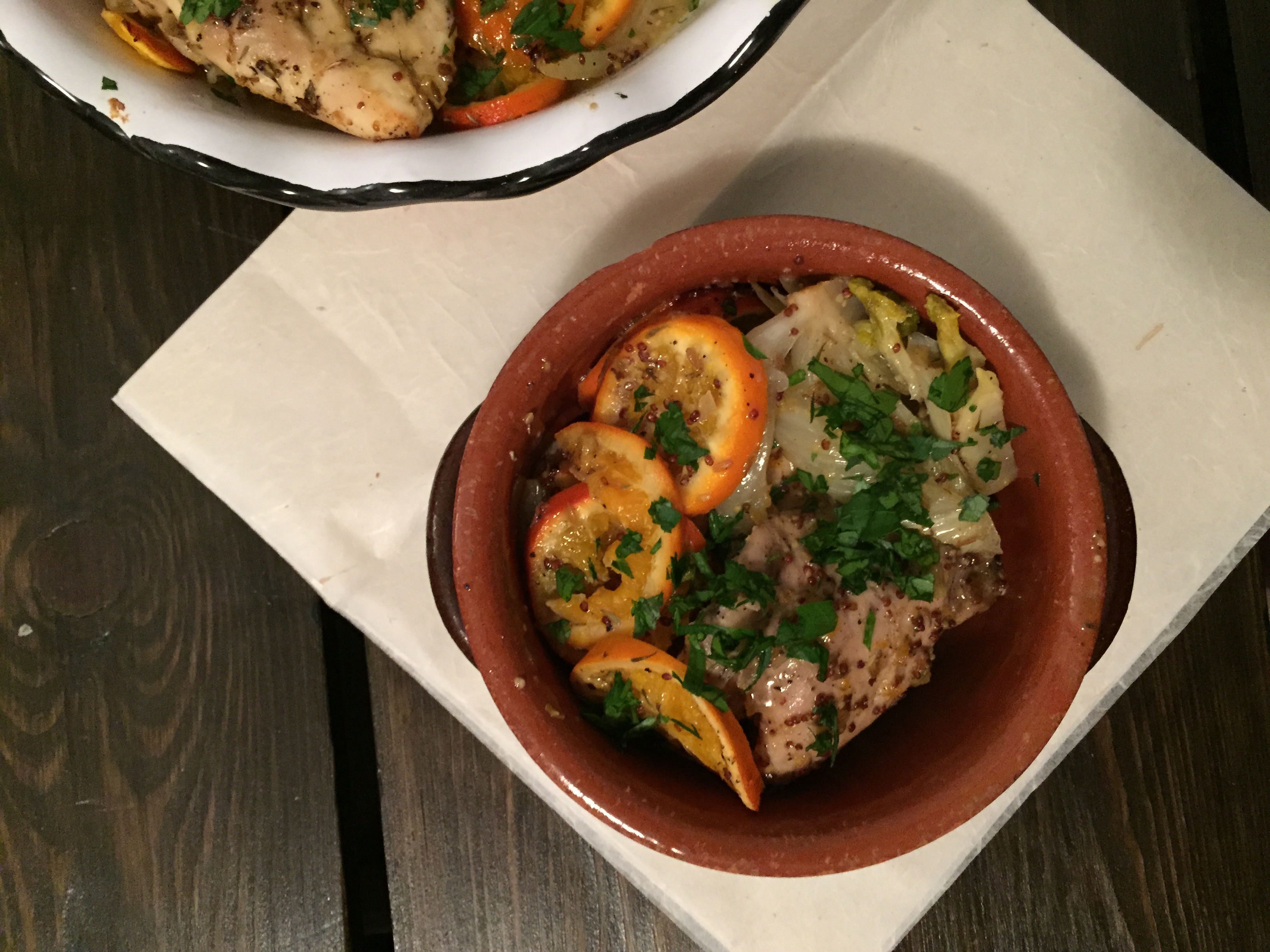 Pollo con clementine e finocchi